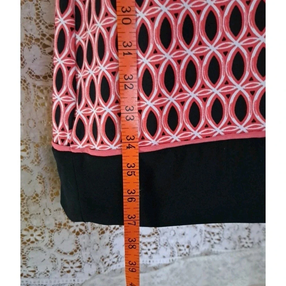 R&K Shift Dress M Pink/Black Geometric Print Colorblock‎ Stretch Career Casual